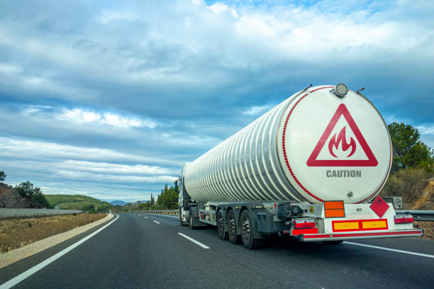 istock Tanker truck on the road  transporting flammable material. 1929939956