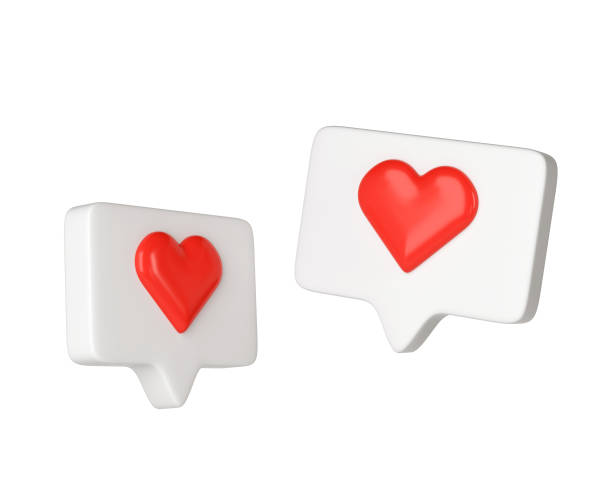 istock Two 3D social media online platform concept icons, social communication on application. white frames with heart and love emoji. For Valentine, Mother day, Women, wedding, sticker, greeting card. February 14 1929942180