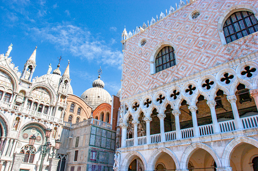 Venice, Italy - September 23, 2005: view to san marco cathedral and the doges palace in Venice, Italy