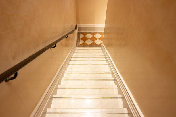 The marble staircase of the hotel passage