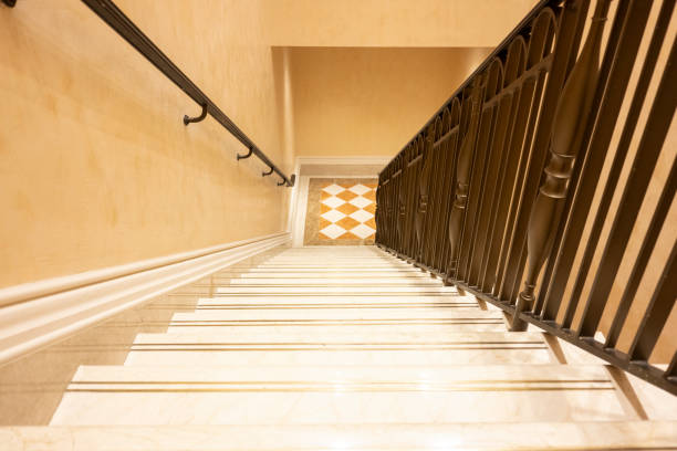 Wooden decorative wall columns in the corridor