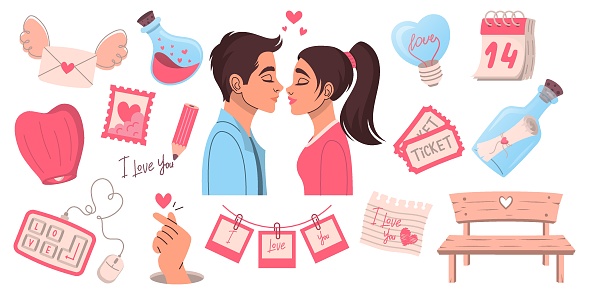 Set of illustrations for Valentine's Day
