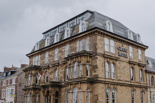 Tynemouth UK: 5th August 2023: The Grand Hotel Tynemouth by the seaside wedding venue and tourist destination