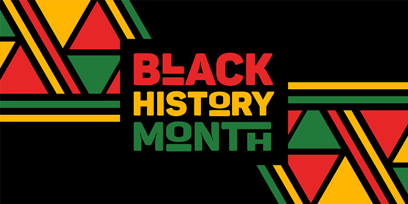 Black History Month. Horizontal bright banner. Vector illustration. Lettering with ethnic abstract pattern. African American. February. The concept, struggle for equality. website, poster, flyer