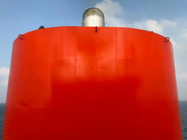 Photo of View of the funnel of a merchant ship at sea