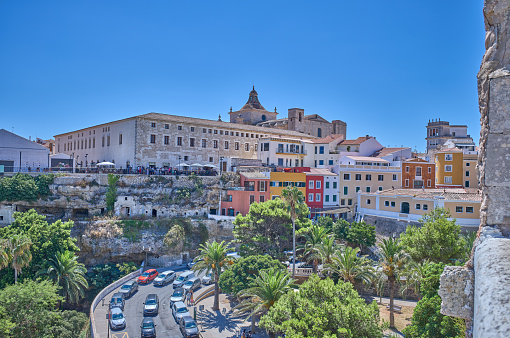 The city of Cartagena in the Region of Murcia, Spain.  The Roman ruins of Carthago Nova are in the foreground.