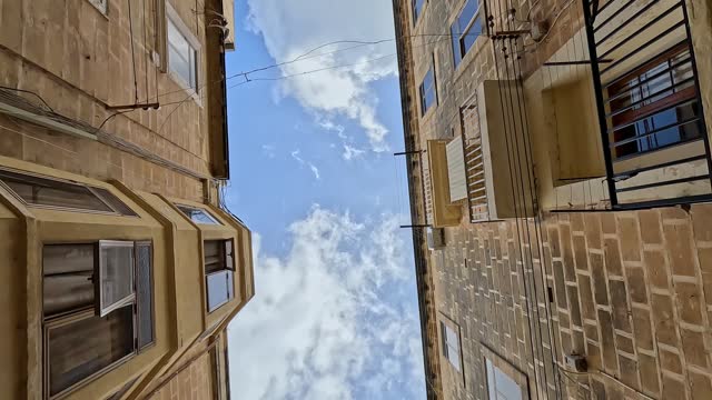 Traditional Maltese Balconies From Below And Architecture In Senglea