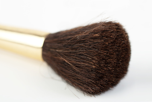 Makeup brushes on white background