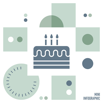 Birthday mini infographic design with vector illustrations.