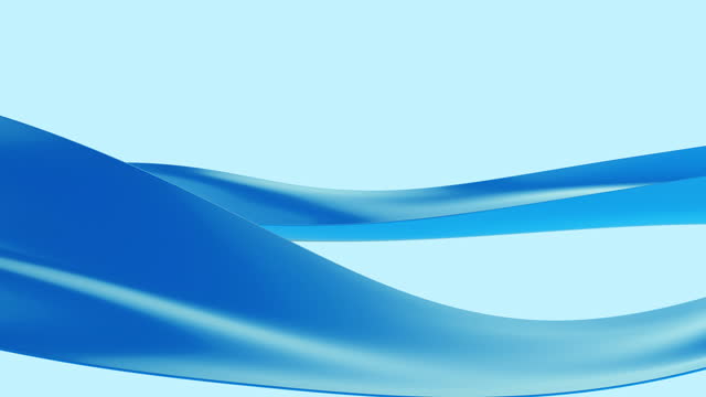Abstract blue wave or flow surface textile or liquid in fashion minimal style. Beautiful 3d animation.