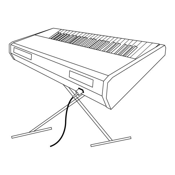 Cartoon Synthesizer for Coloring Page. Vector Illustration of an Electronic Musical Instrument Cartoon Synthesizer for Coloring Page. Vector Illustration of an Electronic Musical Instrument electric piano stock illustrations