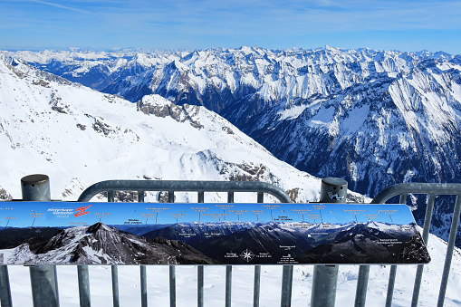 Hintertux - Austria, Viewing Platform (3250 meters) with a panoramic display of the mountains