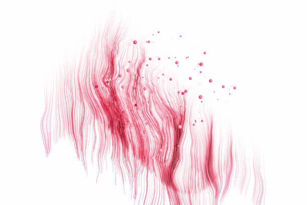 Spots drawn by red spray paint on white background