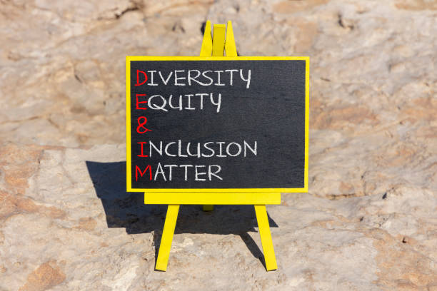 DEI Diversity equity inclusion matter symbol. Concept words DEI diversity equity and inclusion matter on blackboard. Beautiful stone background. Business diversity equity inclusion matter concept