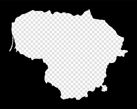 Stencil map of Lithuania. Simple and minimal transparent map of Lithuania. Black rectangle with cut shape of the country. Creative vector illustration.