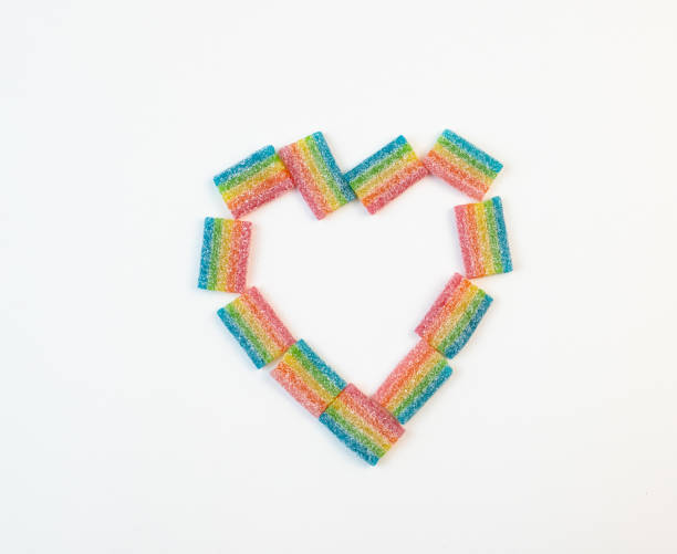marmalade rainbow heart isolated on white background, valentines day, romantic