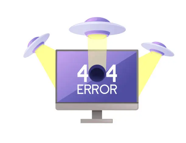 Vector illustration of 404 error page concept design error on monitor vector illustration on white background
