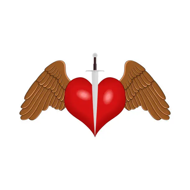 Vector illustration of winged heart