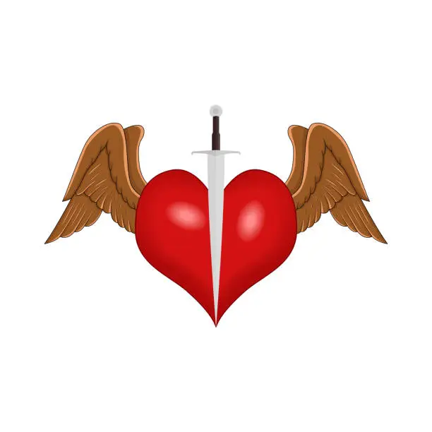 Vector illustration of winged heart