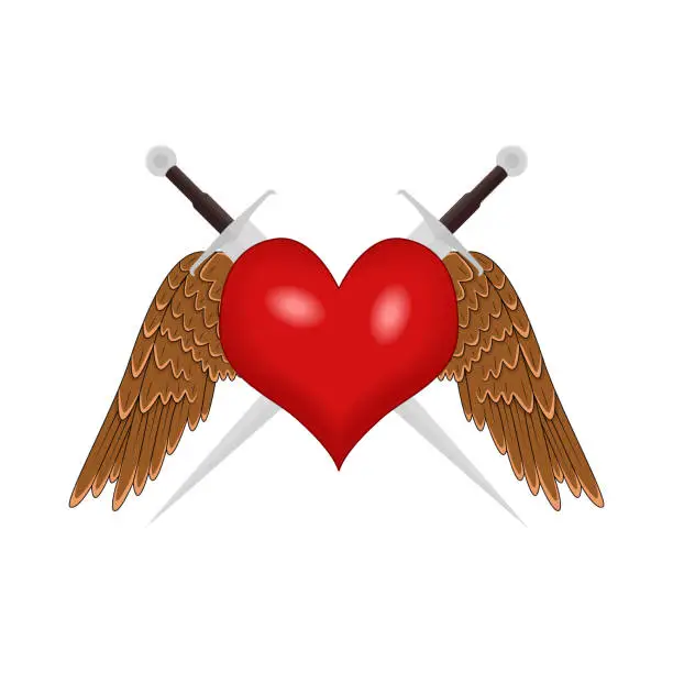 Vector illustration of winged heart