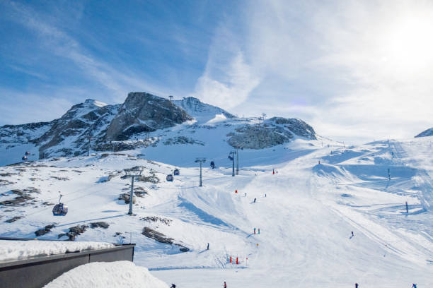 Ski slope on the glacier in Hintertux - Austria 1,500-3,250 meters. There is skiing on the Hintertux Glacier all year round, 365 days a year.