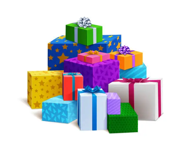 Vector illustration of Pile of Gift Boxes and Gifts
