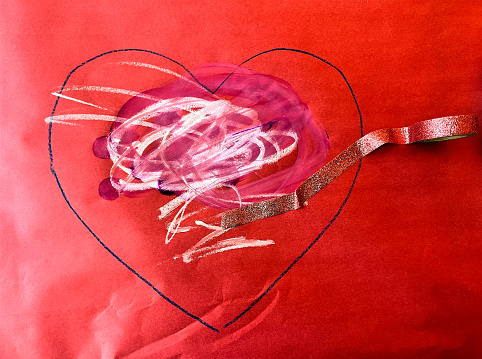 Child's Valentine heart art project