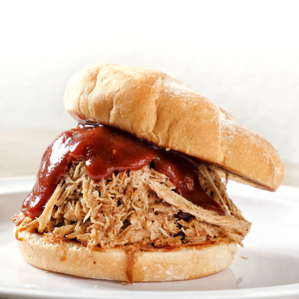 istock Pork meat burger dish on wooden table 1930702246