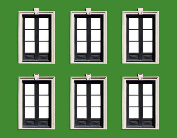 Building facade. Empty copy space. Italian style balcony window.