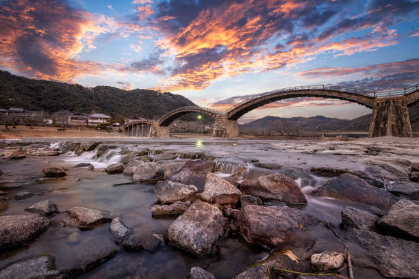 istock Large wooden bridge at sunset 1930767357