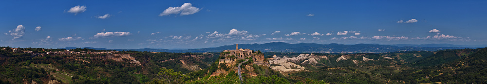Civita di Bagnoregio comune, town, and surrounding landscape view in the Province of Viterbo in the Italian region of Lazio