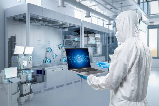 istock Worker or engineer wears protective suit work in semiconductor manufacturing factory 1930969558