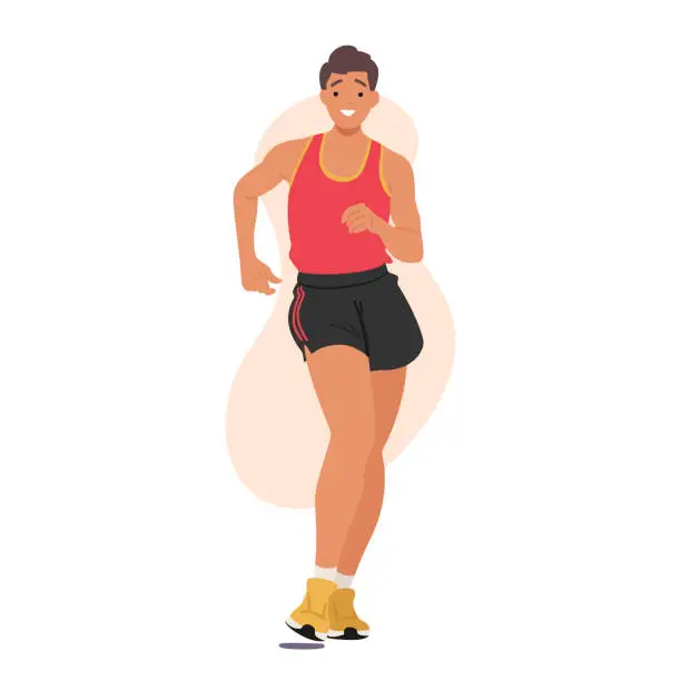 Vector illustration of Race Walking Athlete Demonstrates Precise Technique, Maintaining Contact With The Ground At All Times