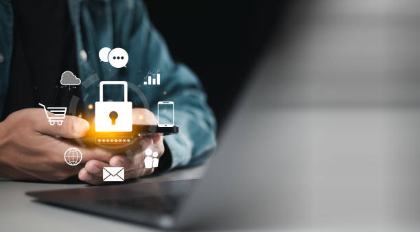 istock cybersecurity concept, Man using smartphone with padlock icon for protecting cyber privacy information. secure internet access technology, security encryption of user private data. 1930980842