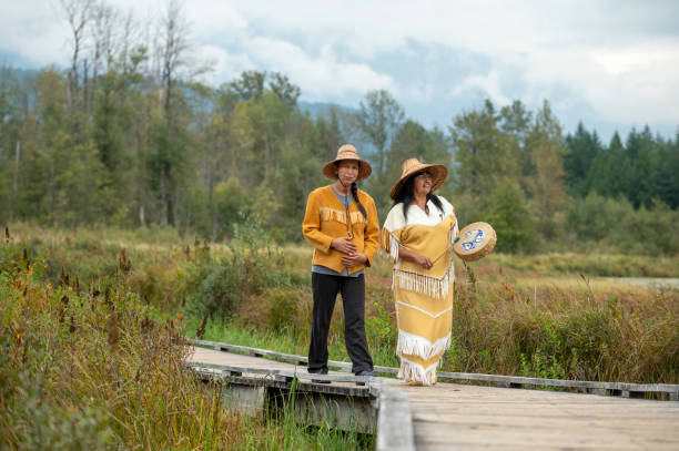 istock Indigenous women walk along boardwalk 1930982503