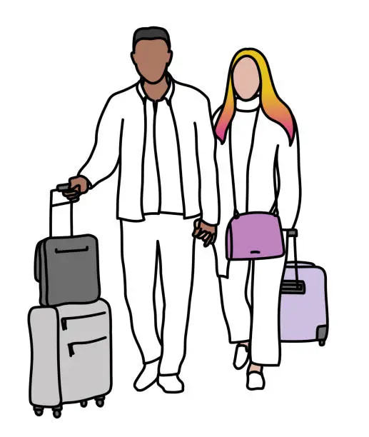 Vector illustration of Travelling Partners In Love  Skin Tone