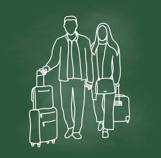 Vector illustration of Travelling Partners In Love Chalkboard
