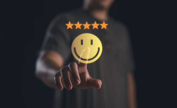 istock Best Excellent Services Rating for Satisfaction present by Hand of Client Showing excellent rating Five Star. Review, feedback, good, the best of product and service, Customer Experience Concept. 1931044834