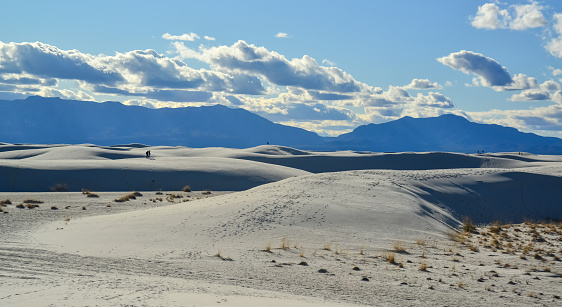 Desert landscape of gypsum dunes in White Sands National Monument in New Mexico, USA