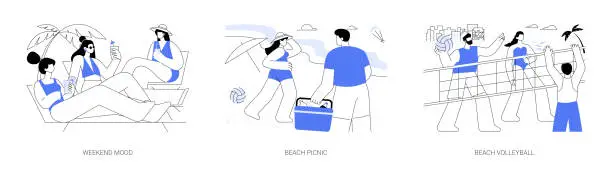 Vector illustration of Urban beach isolated cartoon vector illustrations se