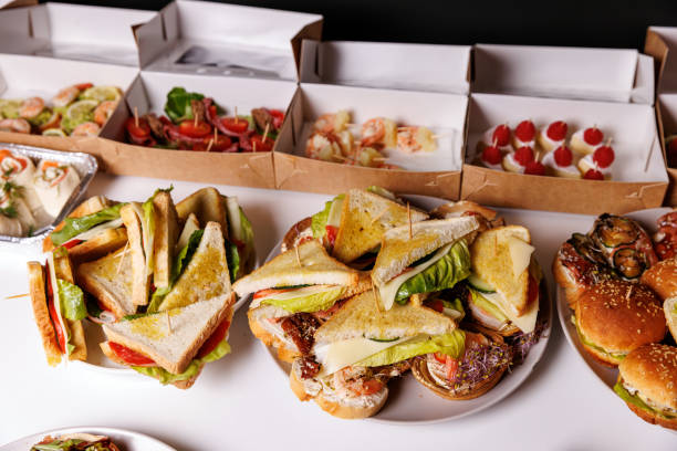 Snacks and sandwiches at a party, catering or an event