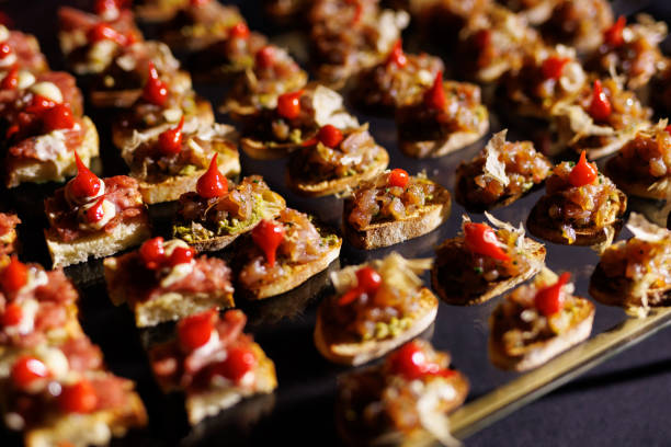 istock A set of small different snacks. Bite-sized catering canapes. 1931096955