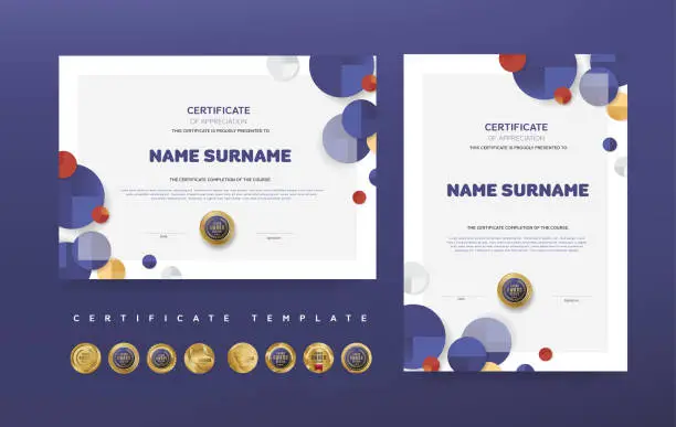 Vector illustration of Certificate of appreciation or Award diploma template design and vector golden Luxury premium badges design