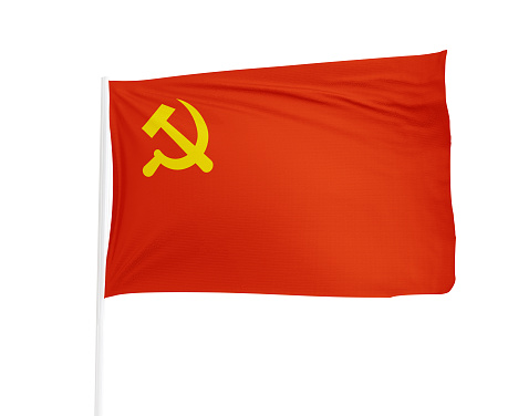 Comunism flag with hammer and sickle