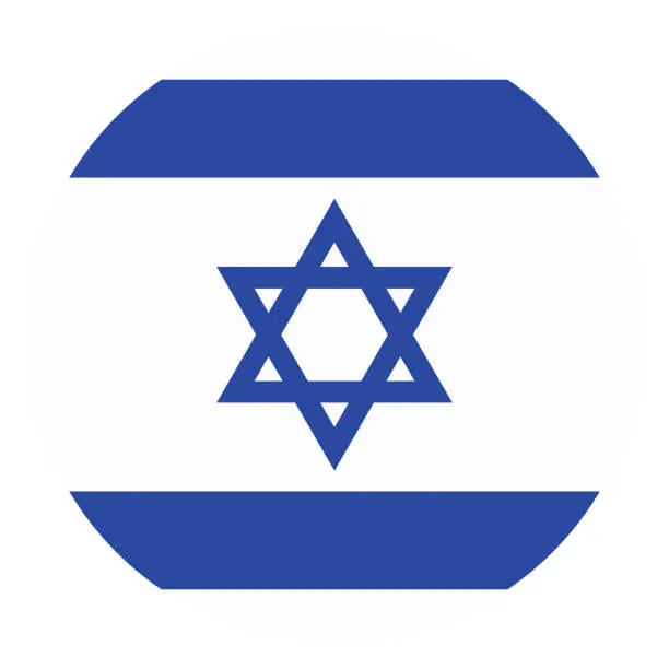 Vector illustration of Israel flag. Button flag icon. Standard color. Circle icon flag. Computer illustration. Digital illustration. Vector illustration.