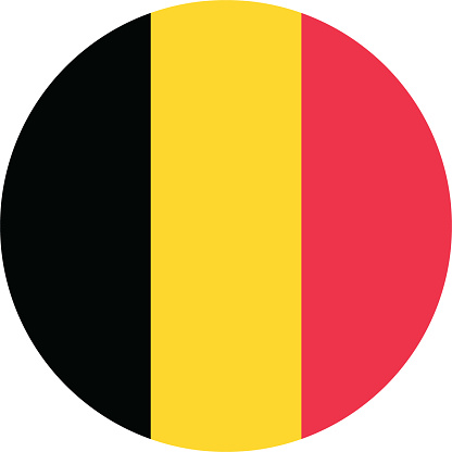 Belgium circle flag. Button flag icon. Standard color. Circle icon flag. Computer illustration. Digital illustration. Vector illustration.