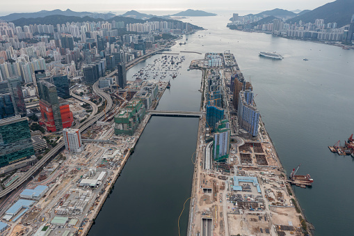 2024 Jan 14,Hong Kong.Aerial view of development of Kai Tak Airport, Kowloon city, Hong Kong