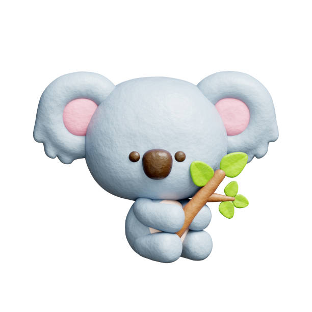 istock 3D cute koala with tree, cartoon animal character, 3D rendering. 1931418677