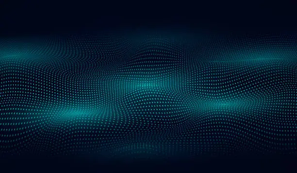 Vector illustration of Abstract gradient wave of particles big data digital background futuristic illustration