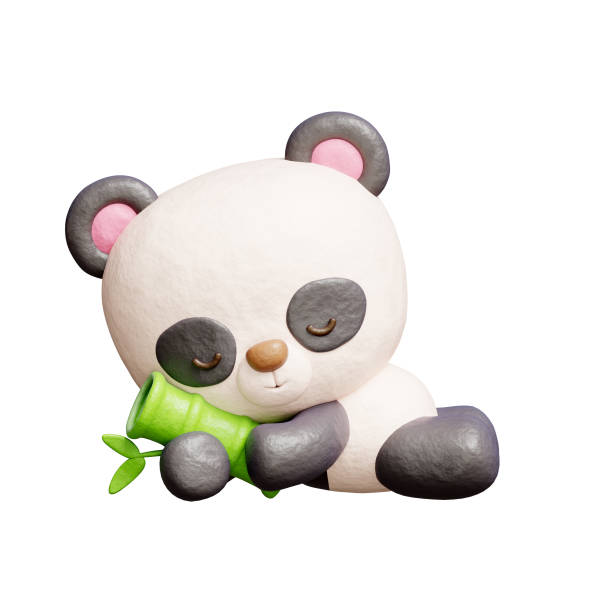 istock 3D cute panda with bamboo, cartoon animal character, 3D rendering. 1931420749